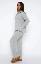 Lavinque Outfit set Ensemble Détente Zippé | Gris Chiné | Douceur et Style Décontracté