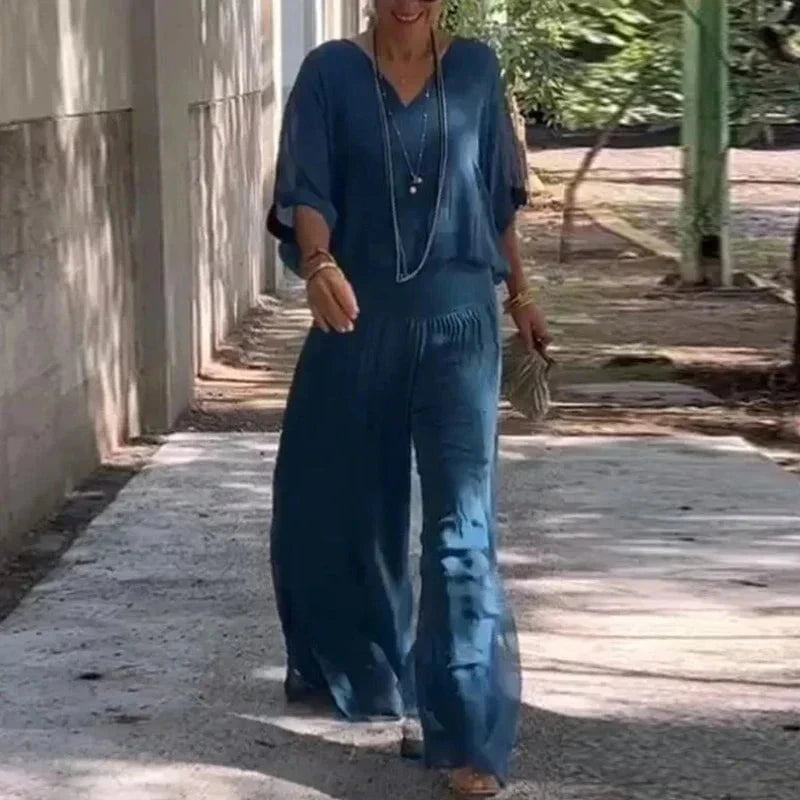 Lavinque outfit set Ensemble fluide blouse et pantalon | Ensemble | Élégance et confort sophistiqué