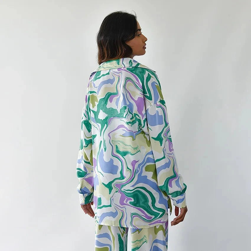 Lavinque outfit set Ensemble Fluide Femme | Motif Psychédélique | Élégance et Confort
