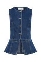 Lavinque Outfit set Ensemble Gilet & Short en Jean | Denim Bleu Foncé | Tendance et Structuré
