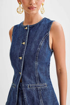 Lavinque Outfit set Ensemble Gilet & Short en Jean | Denim Bleu Foncé | Tendance et Structuré