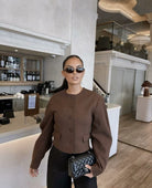 Lavinque Outfit set Ensemble Jupe & Veste Courte | Marron Chocolat | Look Structuré et Féminin