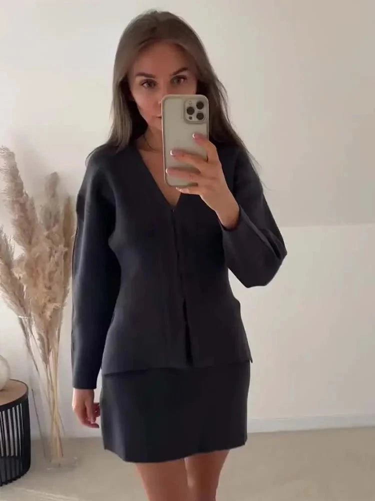 Lavinque Outfit set Ensemble Jupe & Veste | Noir Classique | Chic et Polyvalent