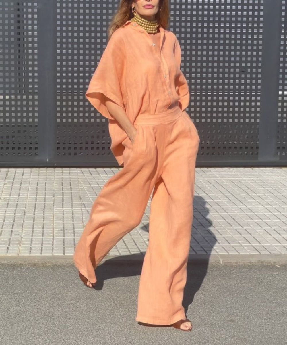Lavinque outfit set Ensemble Lin Chemise et Pantalon Large | Élégant | Léger et Tendance