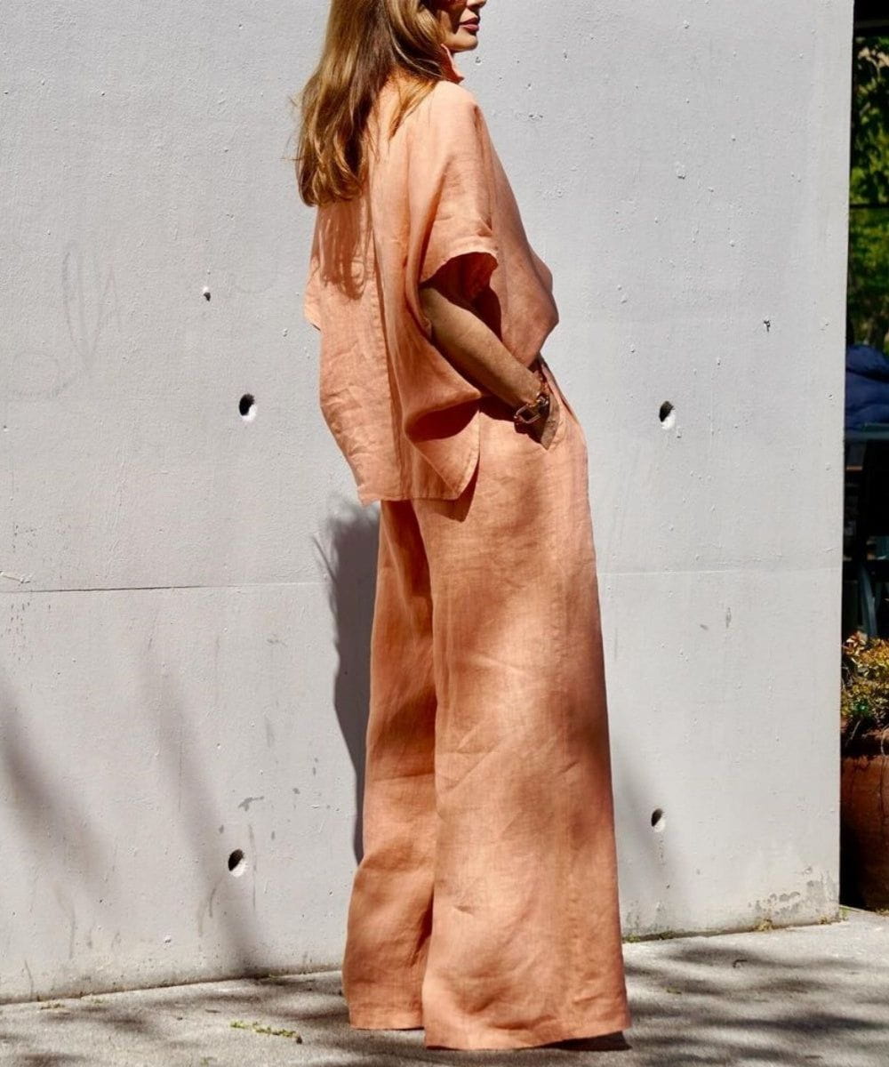 Lavinque outfit set Ensemble Lin Chemise et Pantalon Large | Élégant | Léger et Tendance