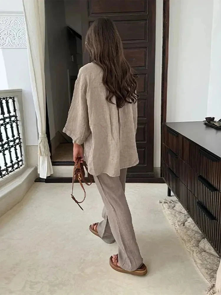Lavinque outfit set Ensemble Lin Chemise & Pantalon | Chic | Léger et Confortable