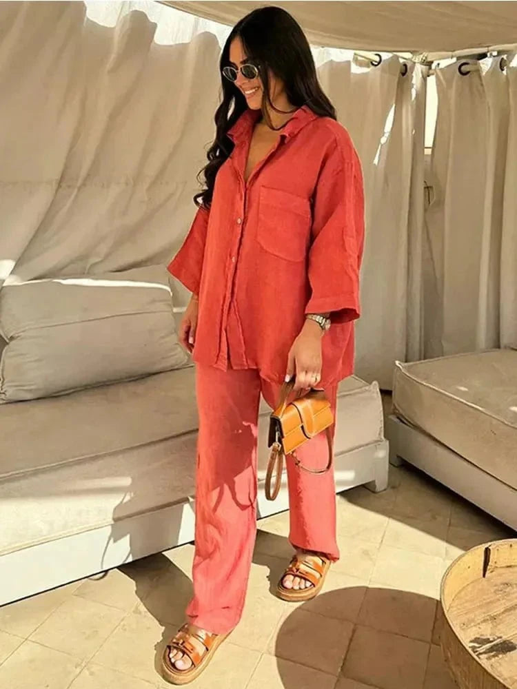 Lavinque outfit set Ensemble Lin Chemise & Pantalon | Chic | Léger et Confortable