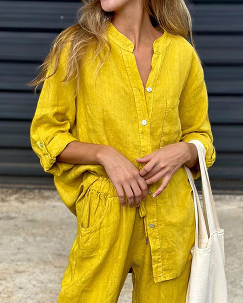 Lavinque outfit set Ensemble Lin Femme | Chemise et Pantalon | Léger et Élégant