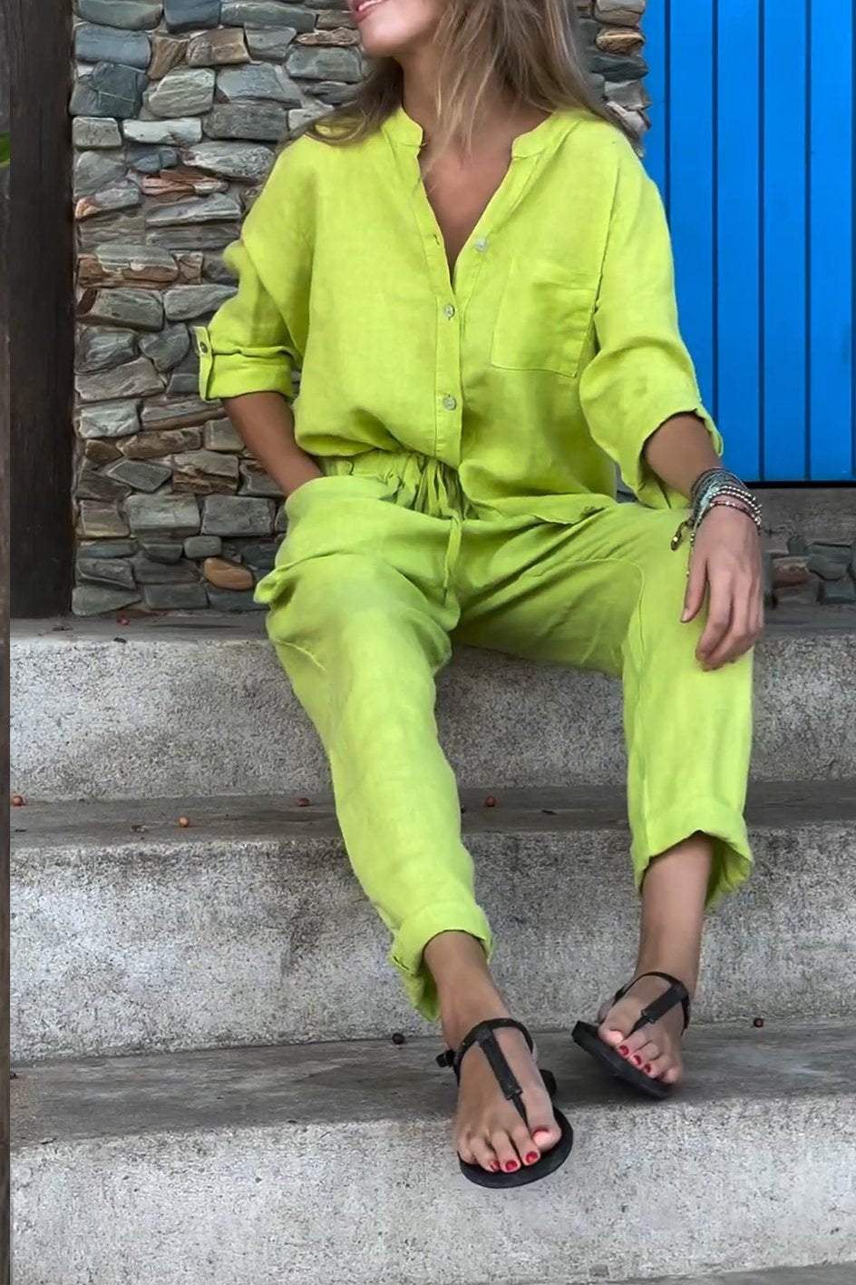 Lavinque outfit set Ensemble Lin Femme | Chemise et Pantalon | Léger et Élégant
