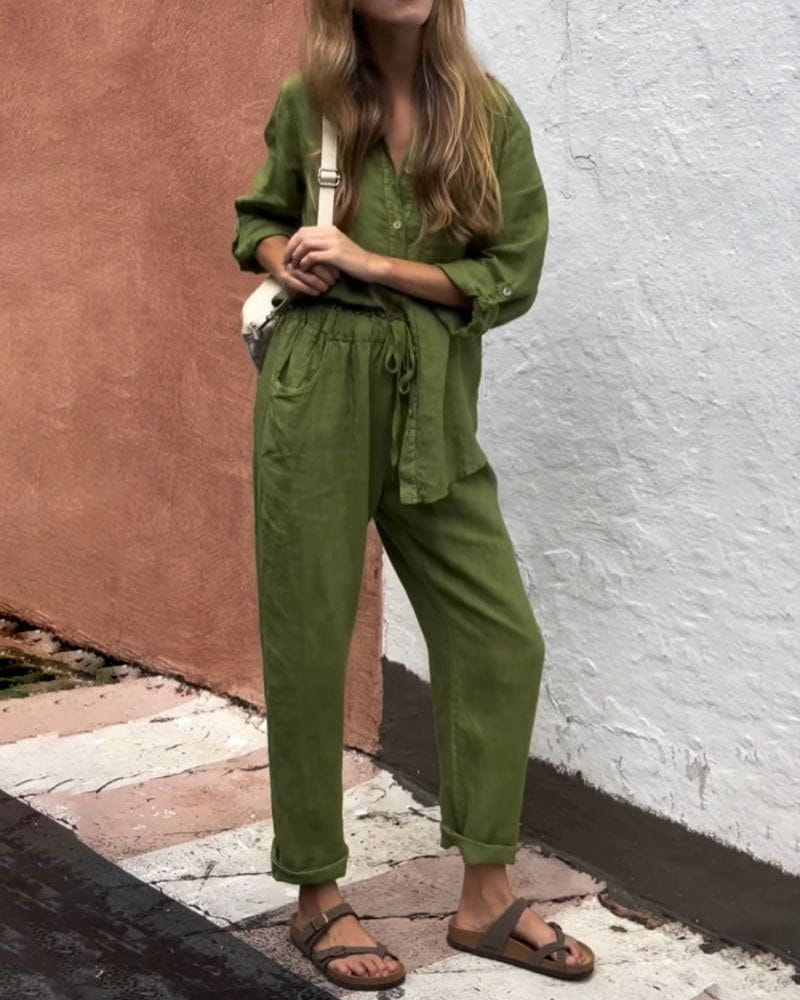Lavinque outfit set Ensemble Lin Femme | Chemise et Pantalon | Léger et Élégant
