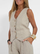 Lavinque outfit set Ensemble Lin Gilet et Pantalon Large | Élégant | Léger et Tendance