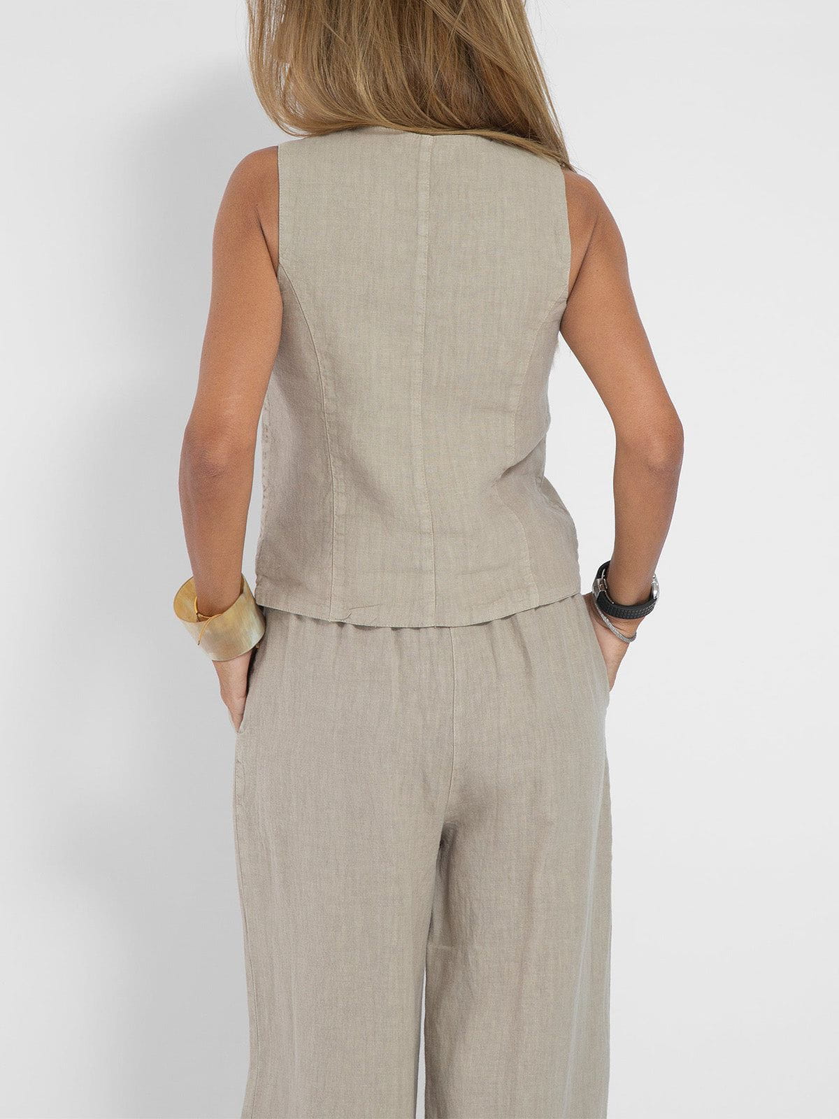 Lavinque outfit set Ensemble Lin Gilet et Pantalon Large | Élégant | Léger et Tendance