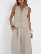Lavinque outfit set Ensemble Lin Gilet et Pantalon Large | Élégant | Léger et Tendance