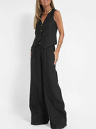 Lavinque outfit set Ensemble Lin Gilet et Pantalon Large | Élégant | Léger et Tendance