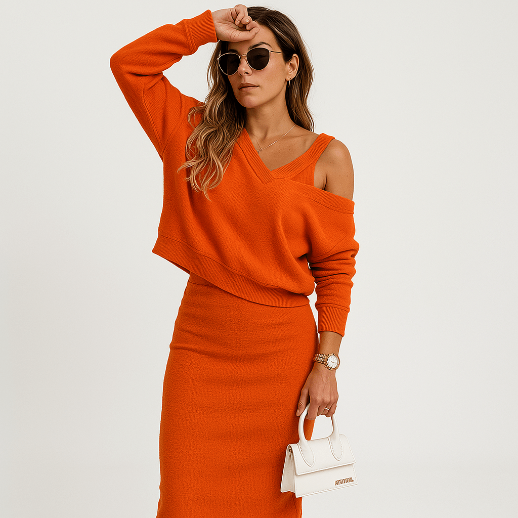 Lavinque Outfit set Ensemble Noir Asymétrique | Épaule Dénudée | Élégant & Minimal
