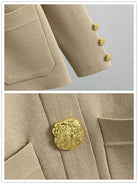 Lavinque Outfit set Ensemble Pantalon & Cardigan Boutonné | Beige Sable | Élégance Décontractée