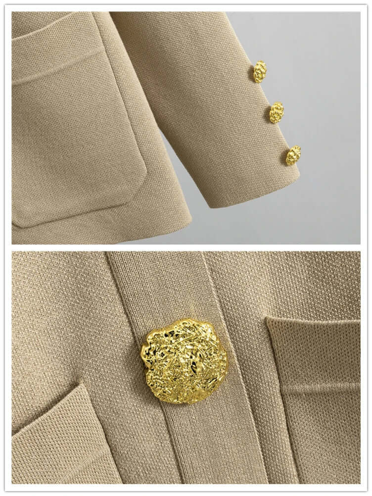 Lavinque Outfit set Ensemble Pantalon & Cardigan Boutonné | Beige Sable | Élégance Décontractée