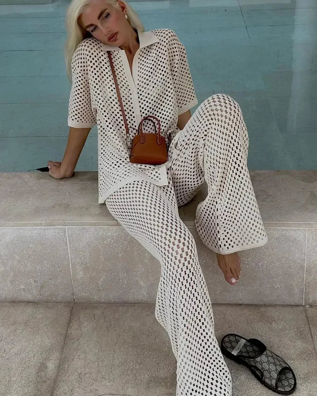 Lavinque outfit set Ensemble Pantalon & Chemise Rayé | Élégance Bohème | Léger & Aéré
