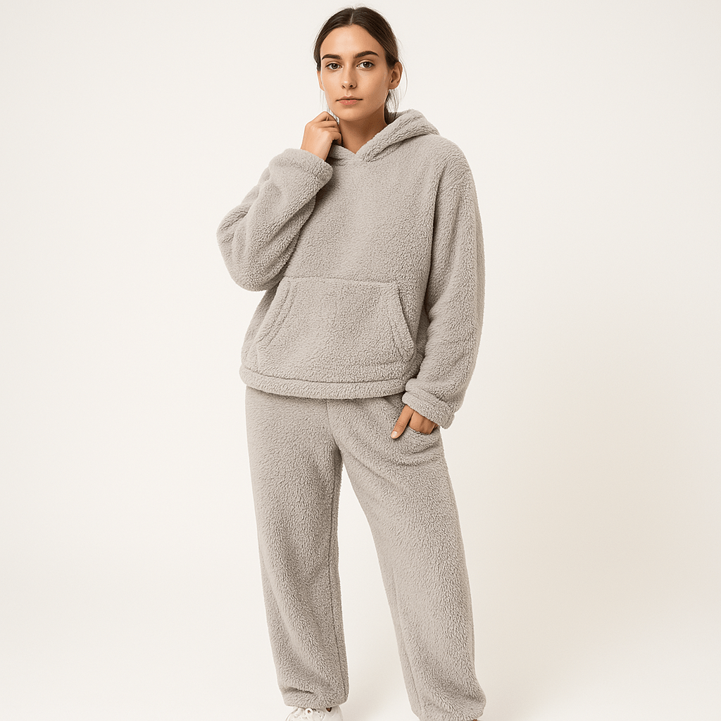 Lavinque outfit set Ensemble Polaire Gris Clair | Effet Doudou | Chaleur & Confort