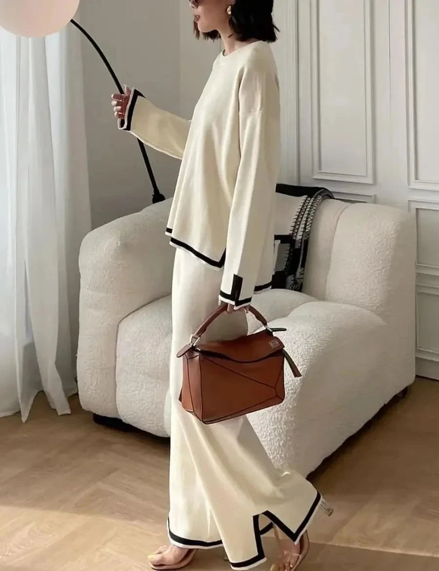 Lavinque outfit set Ensemble Pull et Pantalon Écru | Élégant | Confort et Minimalisme