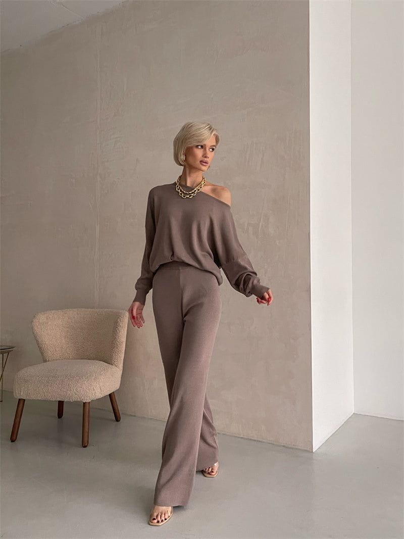 Lavinque outfit set Ensemble pull et pantalon large | Ensemble | Élégance minimaliste et confort absolu