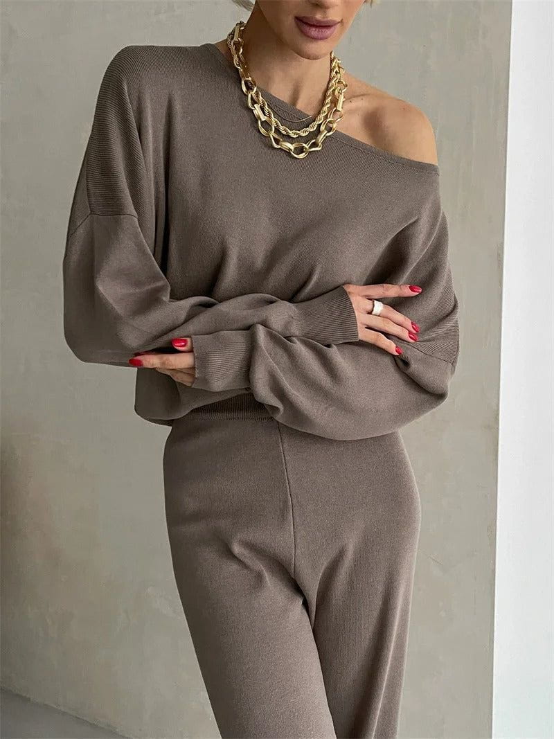 Lavinque outfit set Ensemble pull et pantalon large | Ensemble | Élégance minimaliste et confort absolu