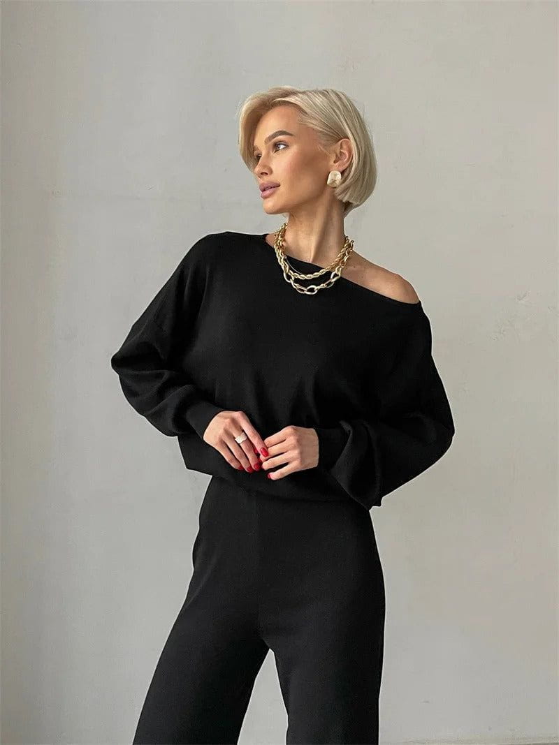 Lavinque outfit set Ensemble pull et pantalon large | Ensemble | Élégance minimaliste et confort absolu