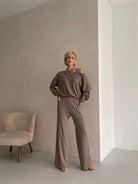 Lavinque outfit set Ensemble pull et pantalon large | Ensemble | Élégance minimaliste et confort absolu