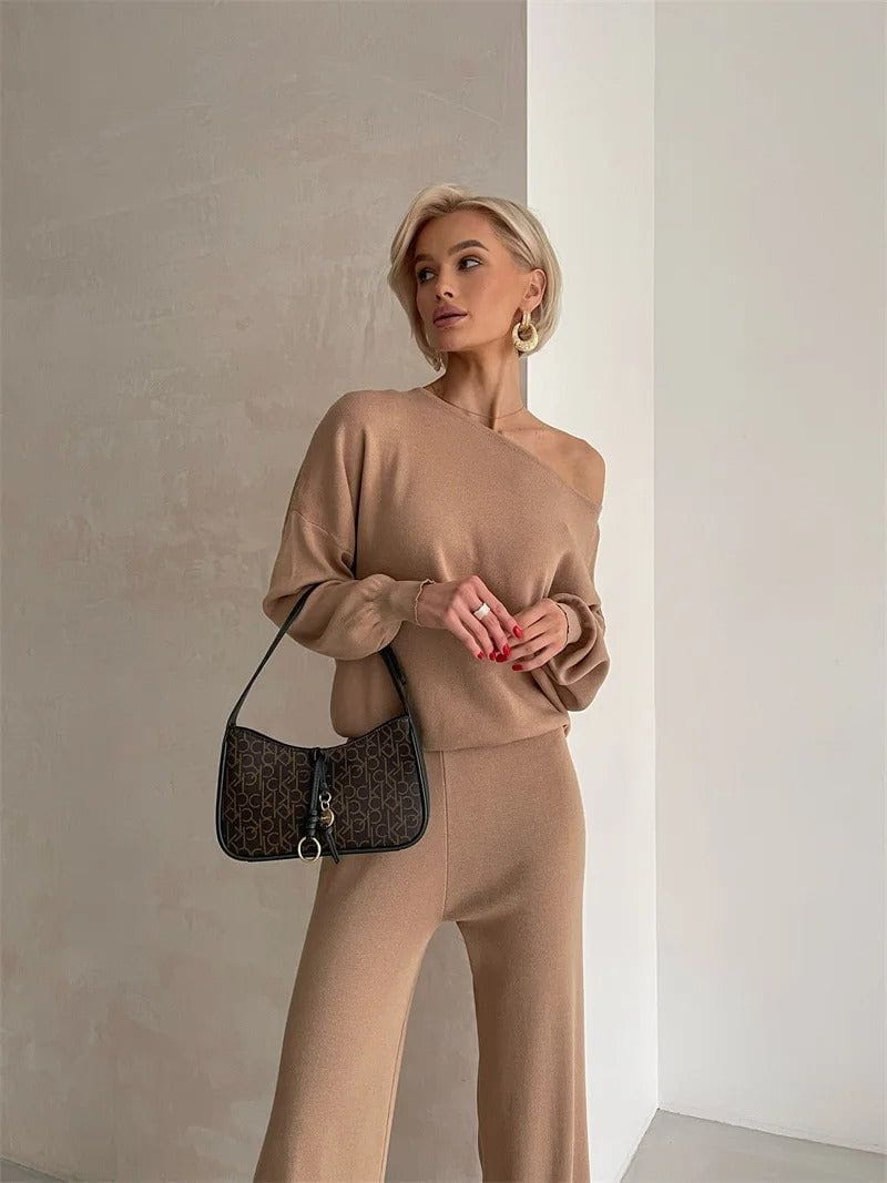 Lavinque outfit set Ensemble pull et pantalon large | Ensemble | Élégance minimaliste et confort absolu