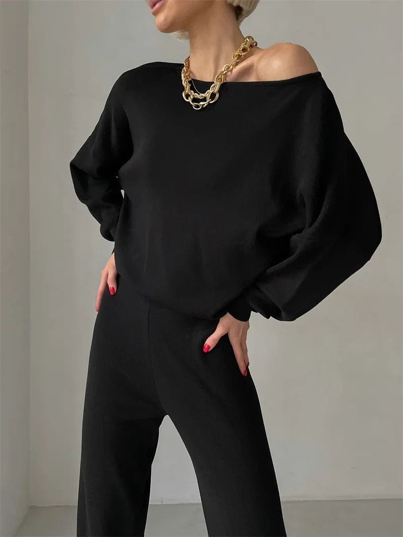 Lavinque outfit set Ensemble pull et pantalon large | Ensemble | Élégance minimaliste et confort absolu