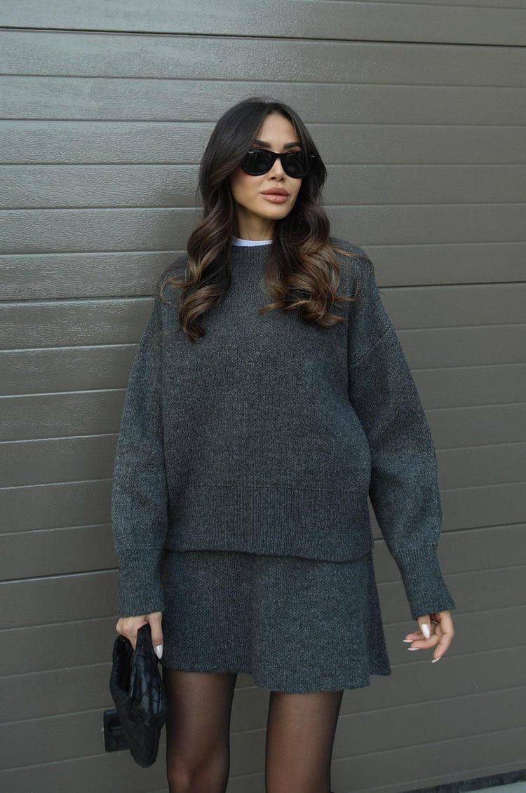 Lavinque outfit set Ensemble Pull Oversize & Jupe | Élégance & Confort | Look Automnal