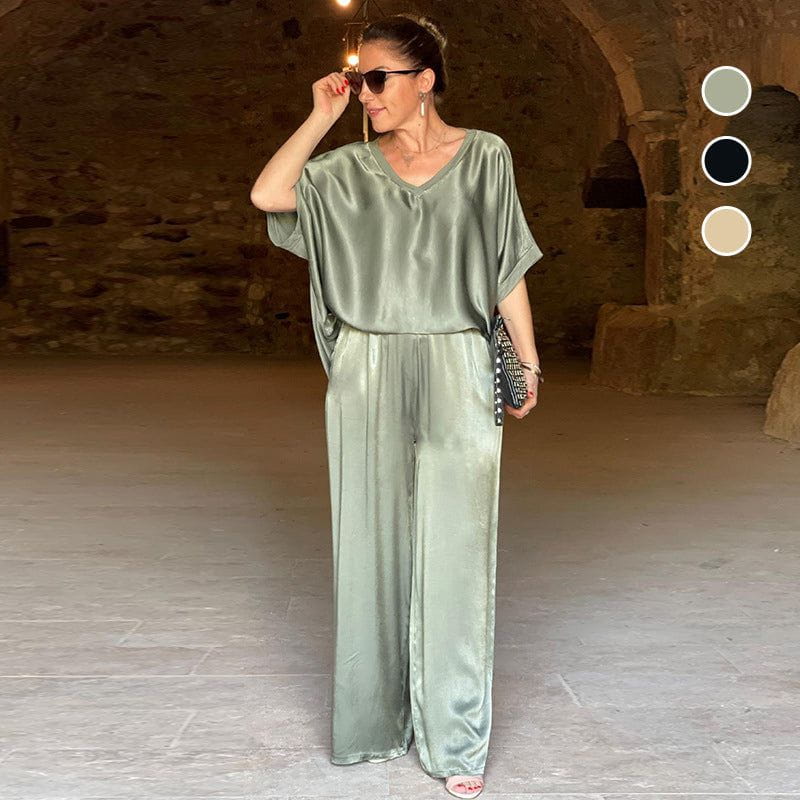 Lavinque outfit set Ensemble Satin Fluide | Élégant et Confortable | Style Chic Décontracté