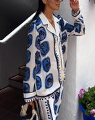 Lavinque outfit set Ensemble Satin Imprimé | Chic Méditerranéen | Confort et Style Assurés