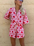 Lavinque outfit set Ensemble Short et Chemise | Rouge et Blanc | Tendance et Estival