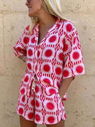 Lavinque outfit set Ensemble Short et Chemise | Rouge et Blanc | Tendance et Estival