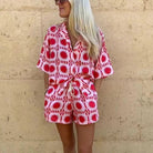 Lavinque outfit set Ensemble Short et Chemise | Rouge et Blanc | Tendance et Estival