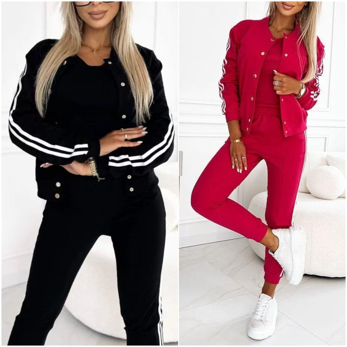 Lavinque outfit set Ensemble Sportwear Chic | Rouge | Confort et Élégance Décontractée