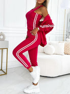 Lavinque outfit set Ensemble Sportwear Chic | Rouge | Confort et Élégance Décontractée