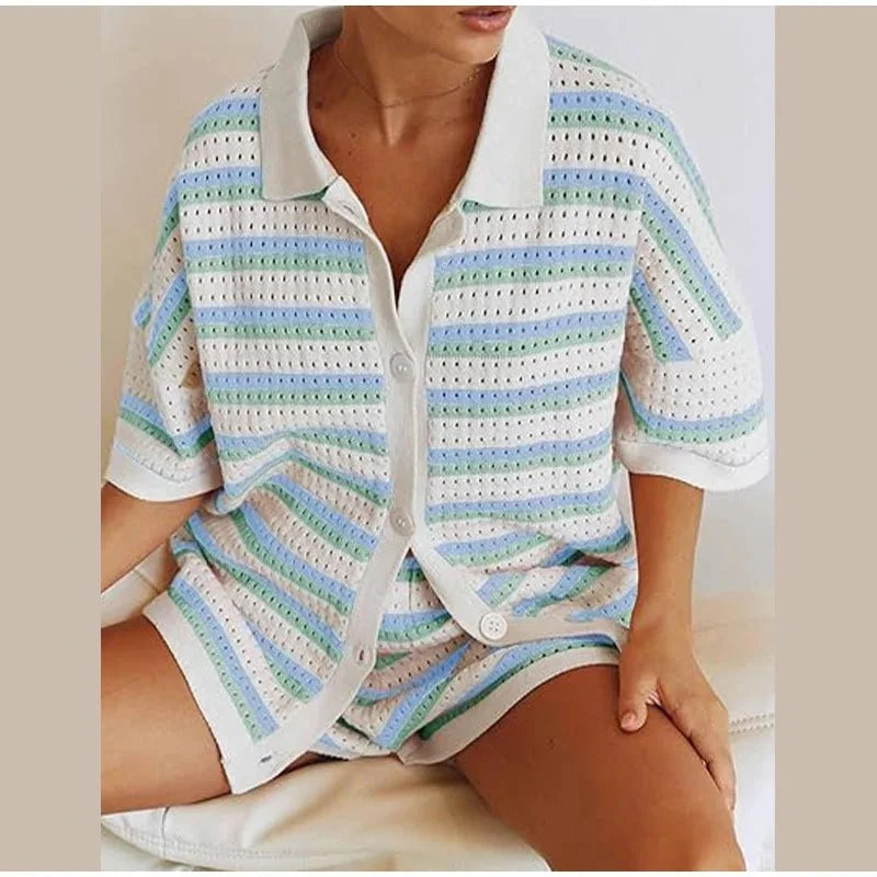 Lavinque outfit set Ensemble Tricot Short et Haut | Bohème | Confort et Élégance Décontractée