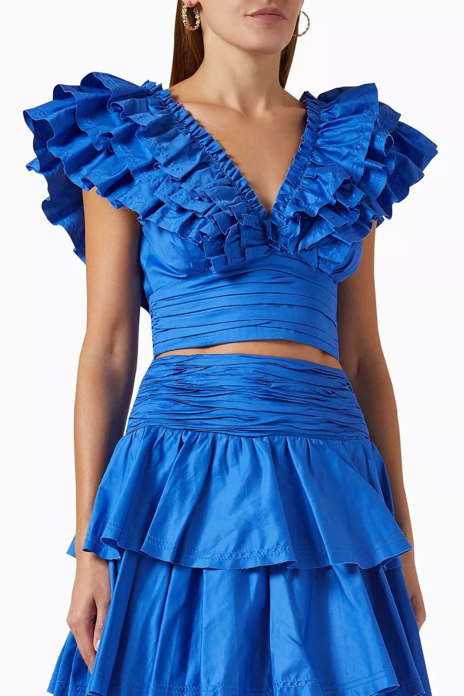 Lavinque outfit set Ensemble Volants Crop Top et Jupe Longue | Festif | Éclatant et Féminin