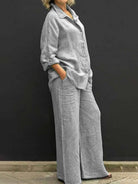 Lavinque outfit set Gris clair / S Ensemble Lin Décontracté | Vert | Léger et Élégant