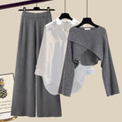 Lavinque outfit set Gris et blanc / S Ensemble 3 Pièces | Élégance Minimaliste | Chemise, Pull & Pantalon