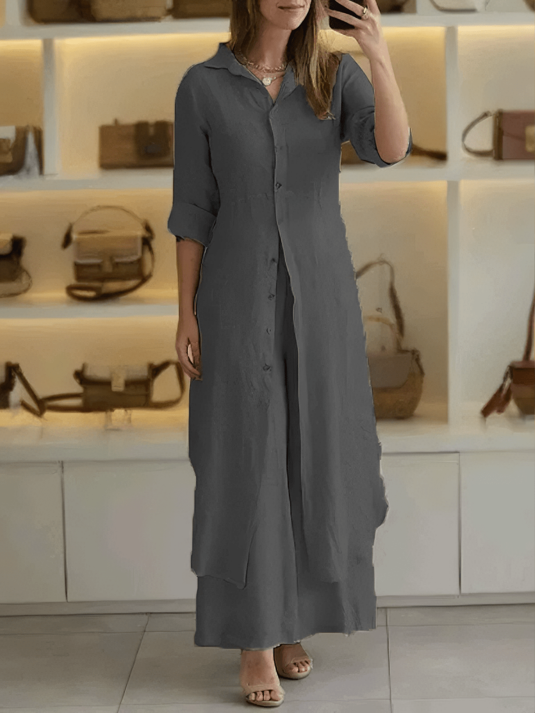 Lavinque outfit set Gris foncé / S Ensemble Long en Lin | Élégance Naturelle | Confort &  Légèreté