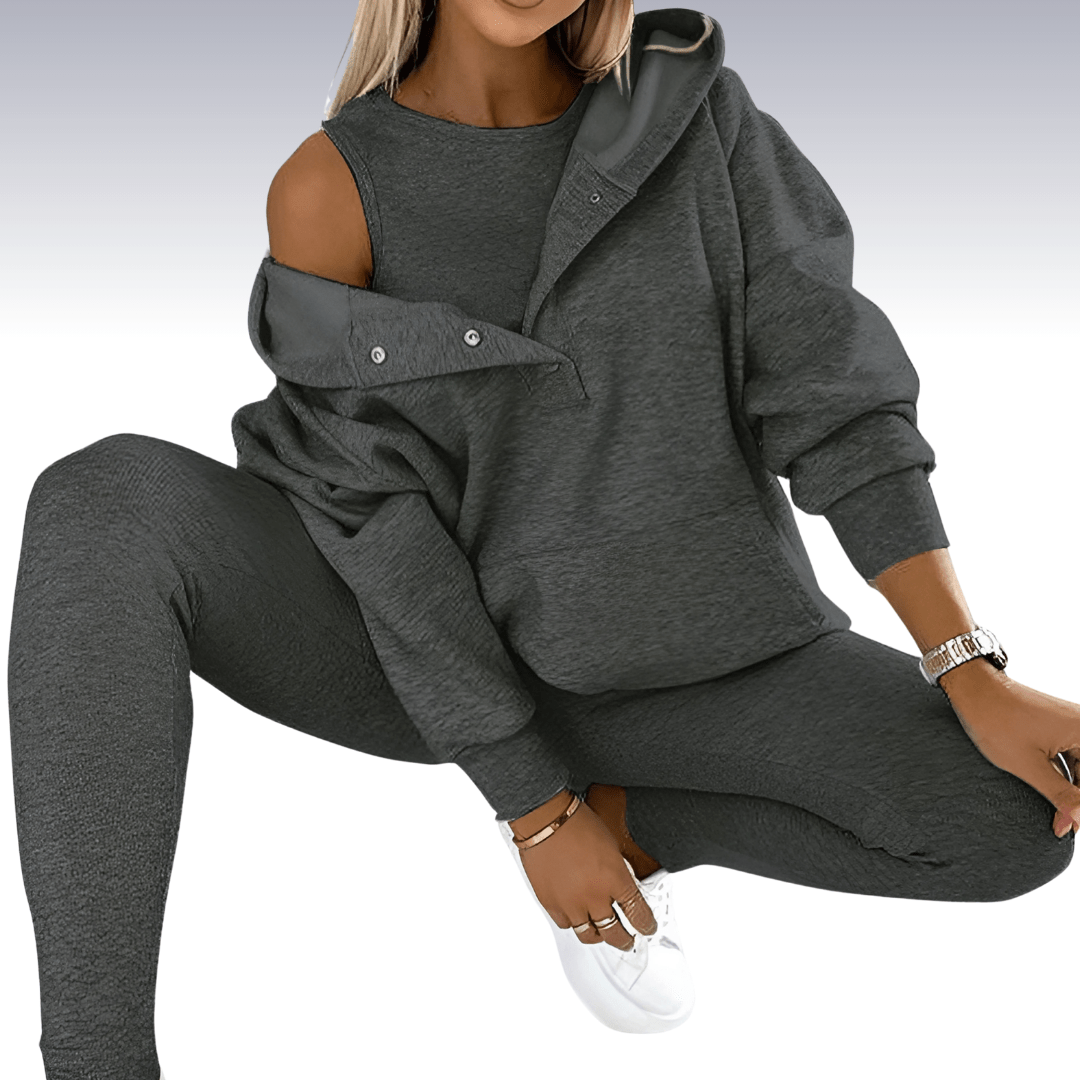 Lavinque outfit set Gris foncé / S Ensemble Survêtement Épaules Dénudées | Confortable et Tendance