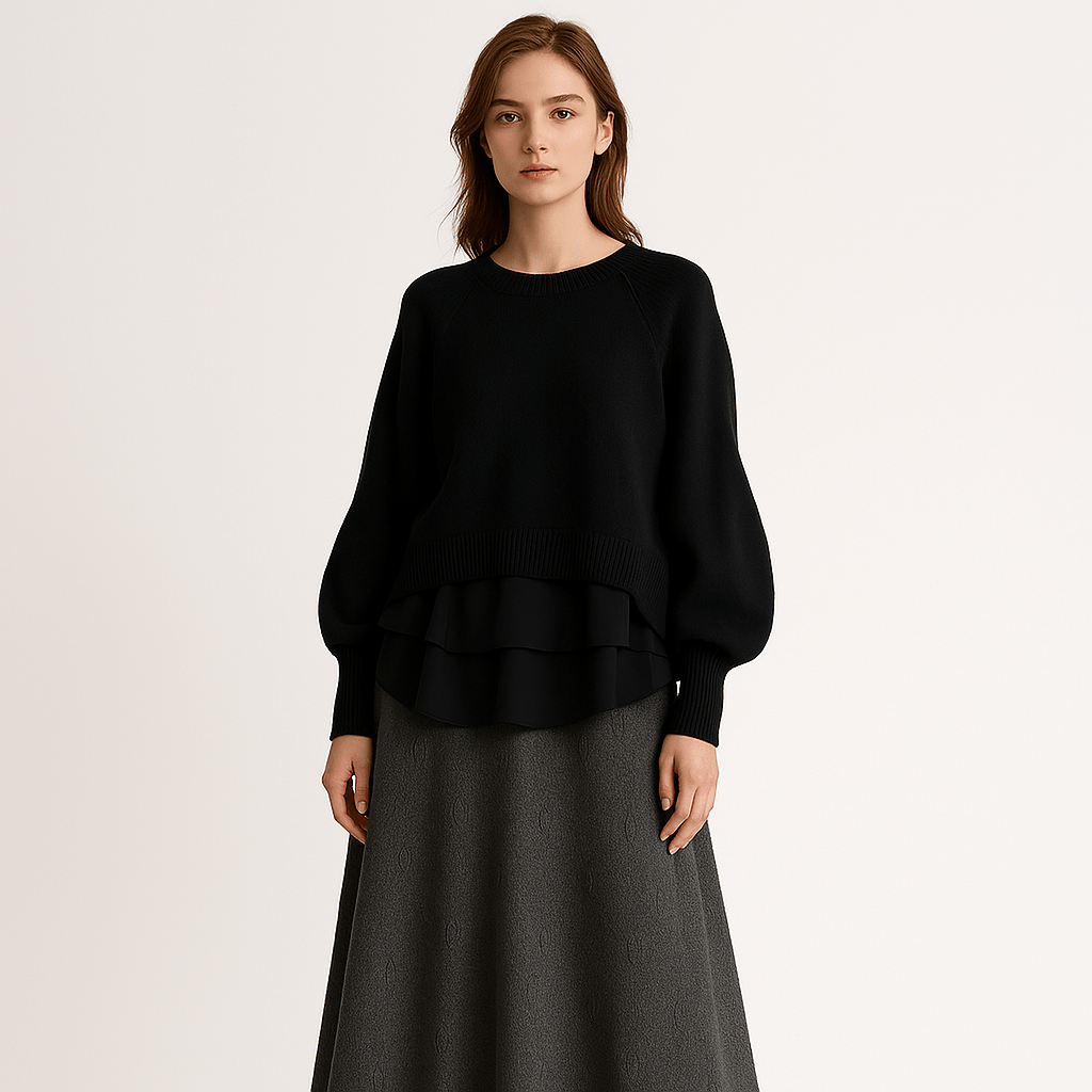 Lavinque Outfit set Gris Noir / XS Ensemble Jupe Longue & Pull Oversize | Tricot | Élégant et Douillet
