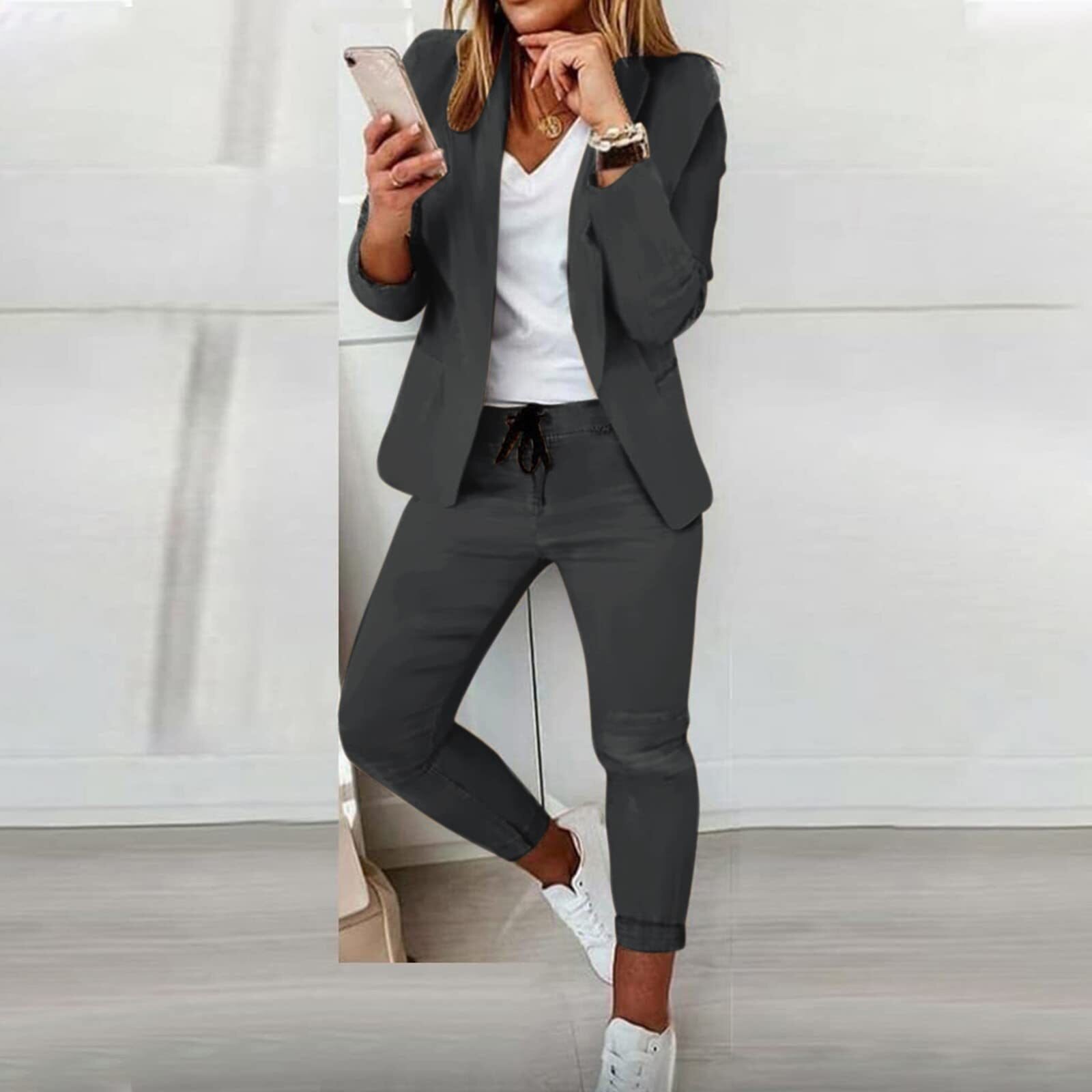 Lavinque outfit set Gris / S Ensemble Blazer et Jogger | Chic Décontracté | Confort et Élégance