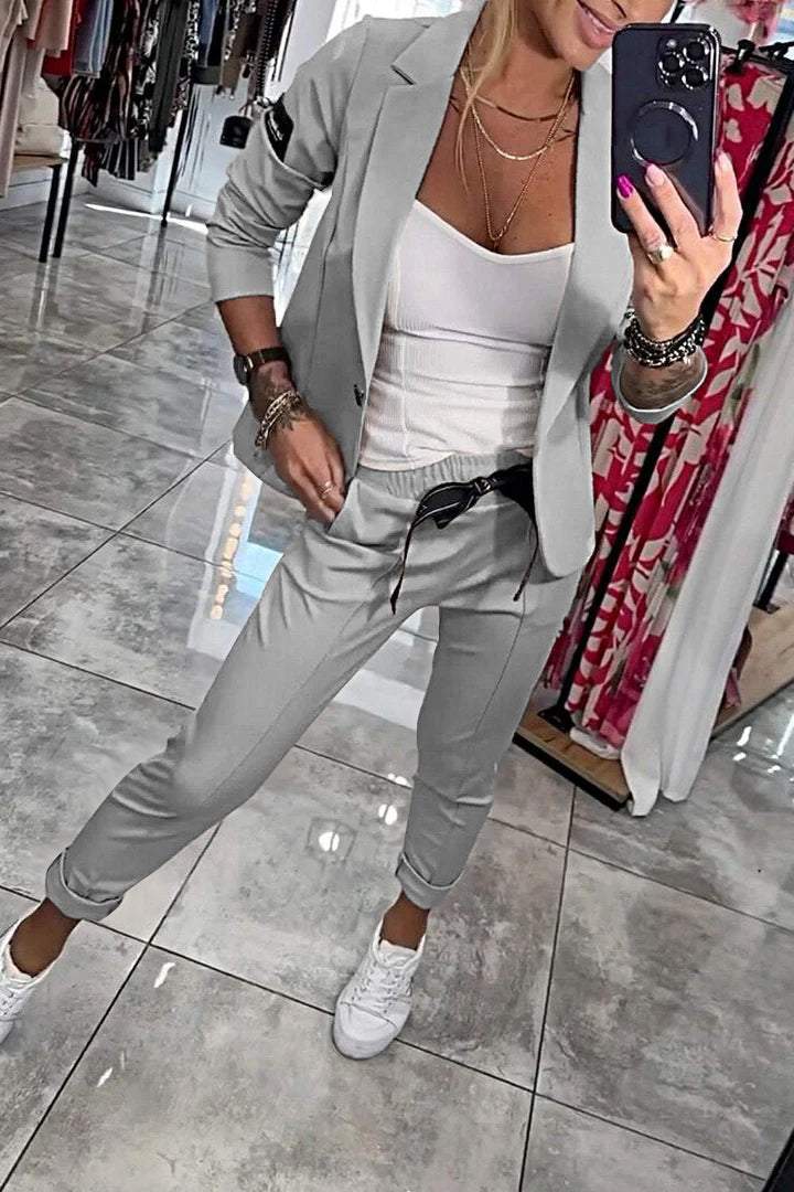 Lavinque outfit set Gris / S Ensemble Blazer et Jogger | Chic Décontracté | Élégance et Confort