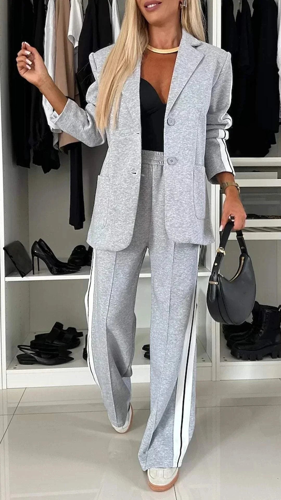 Lavinque outfit set Gris / S Ensemble Blazer et Pantalon Sport Chic | Tendance | Élégance et Confort