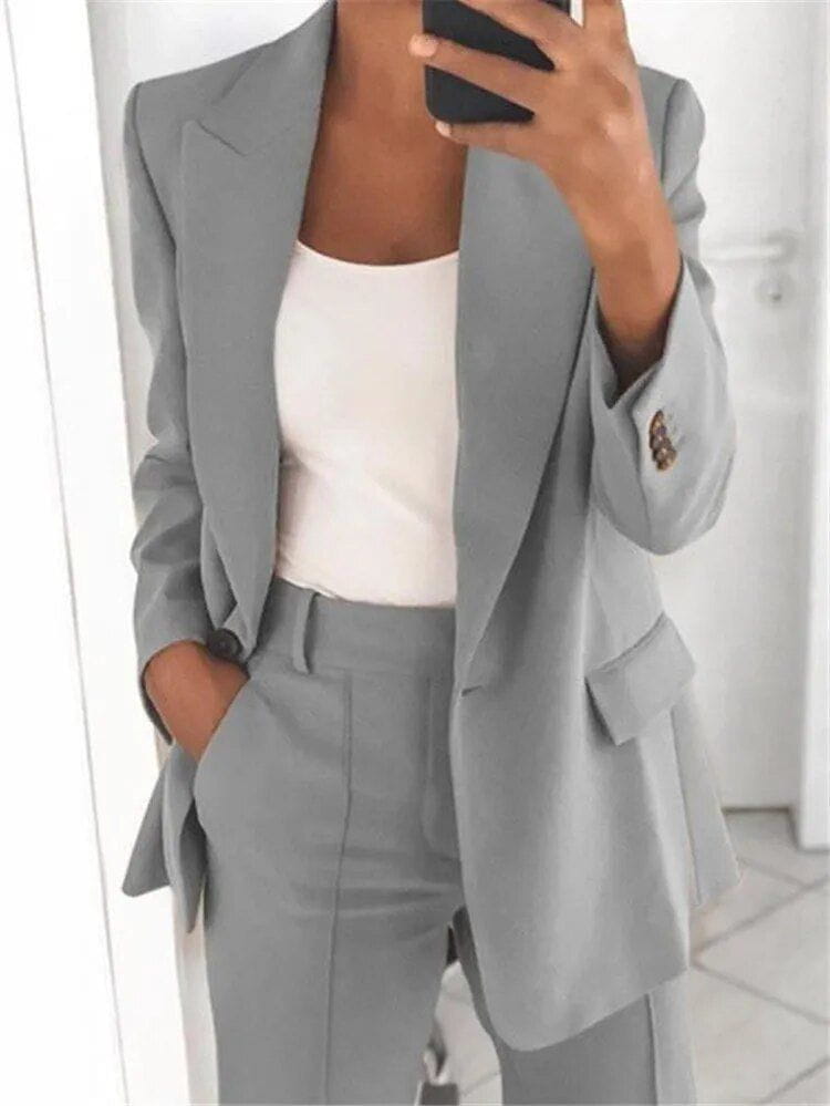 Lavinque outfit set Gris / S Ensemble Blazer & Pantalon | Coupe Élégante & Moderne | Style Sophistiqué