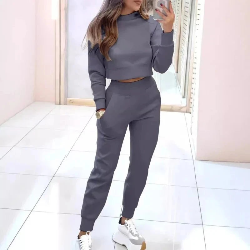 Lavinque outfit set Gris / S Ensemble Crop Sweat & Jogging | Sporty & Tendance | Confort Absolu